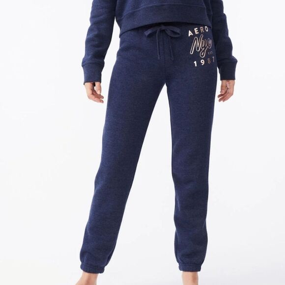 Aeropostale Navy Joggers Size Small Blue With Aero Logo. - Picture 1 of 6